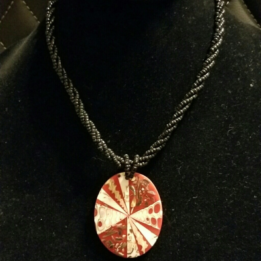 Semiprecious Medallion Beaded Necklace
